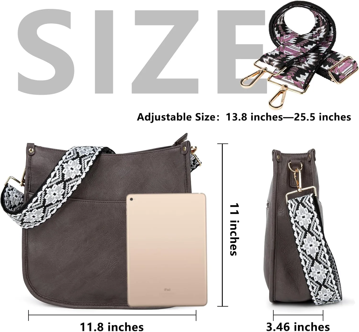 Viva Terry Vegan Leather Crossbody Fashion Shoulder Bag Purse with Adjustable Strap