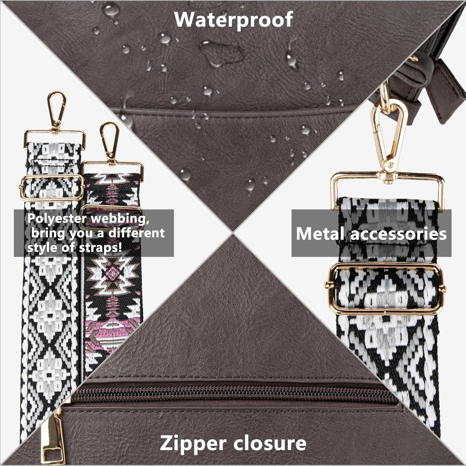 Viva Terry Vegan Leather Crossbody Fashion Shoulder Bag Purse with Adjustable Strap