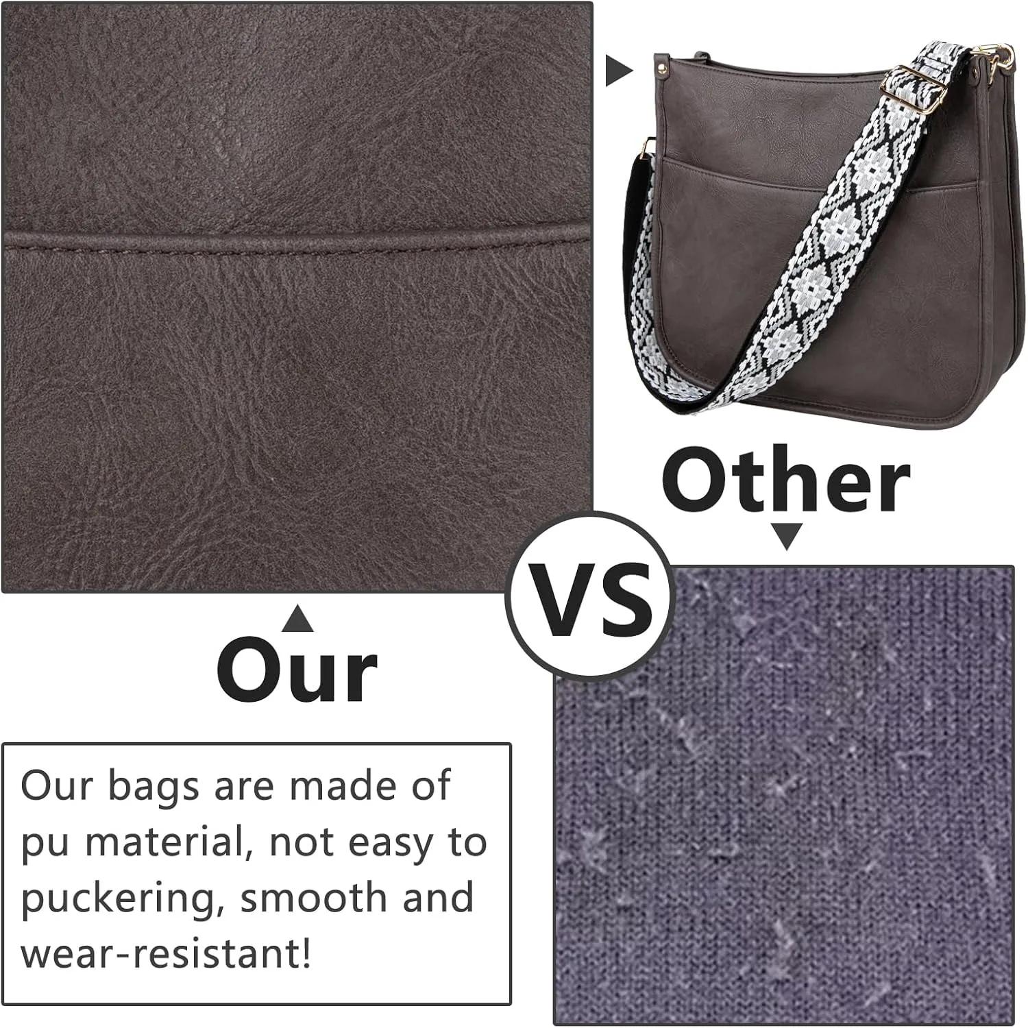 Viva Terry Vegan Leather Crossbody Fashion Shoulder Bag Purse with Adjustable Strap