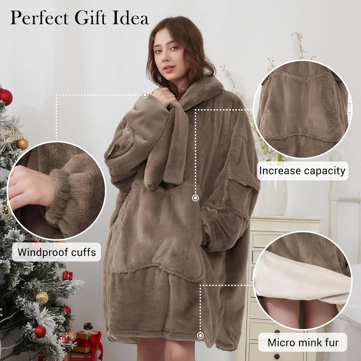 Viviland Blanket Hoodie Oversized Super Soft Warm Giant Pullover with Large Front Pocket,Gifts for Women Men Teenagers