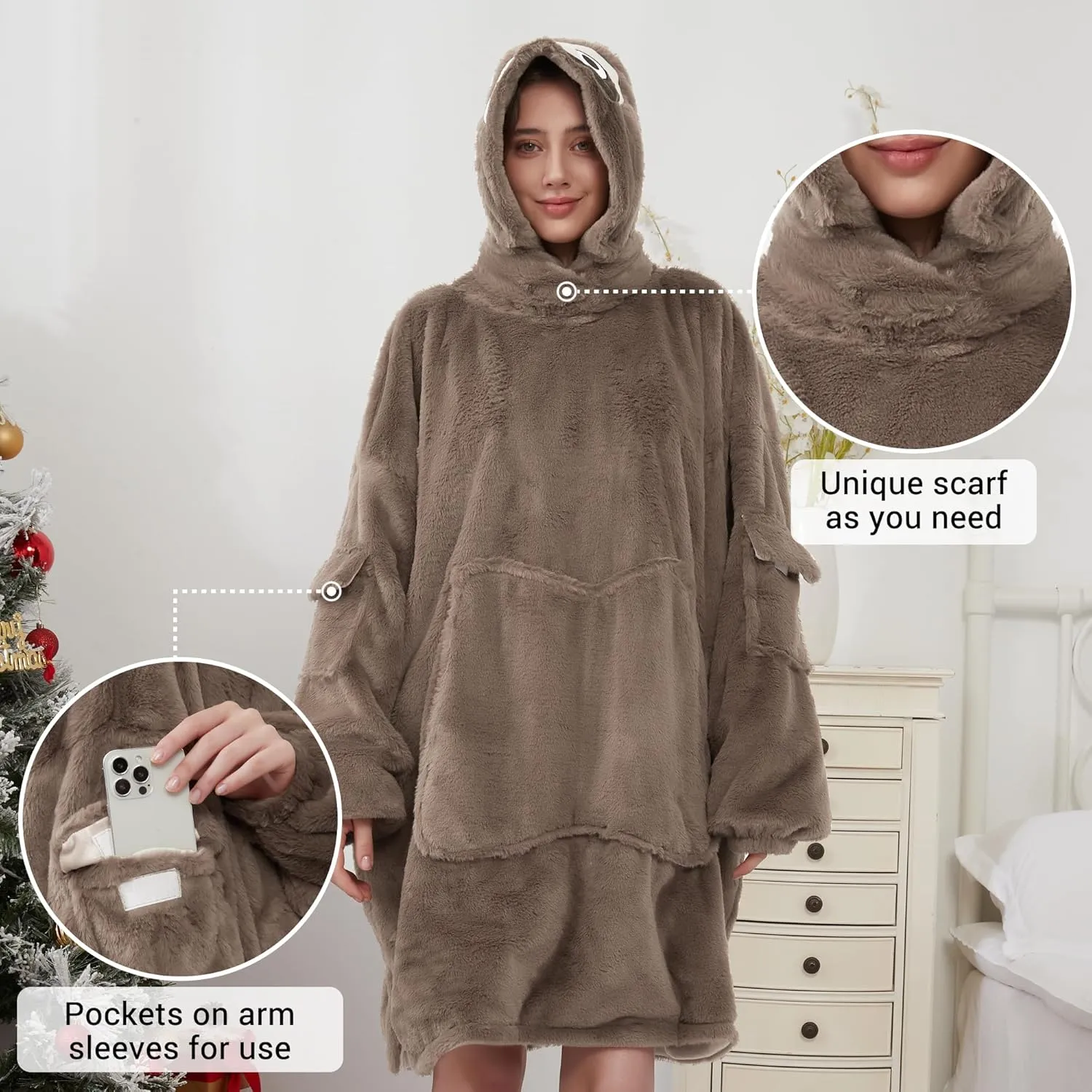 Viviland Blanket Hoodie Oversized Super Soft Warm Giant Pullover with Large Front Pocket,Gifts for Women Men Teenagers