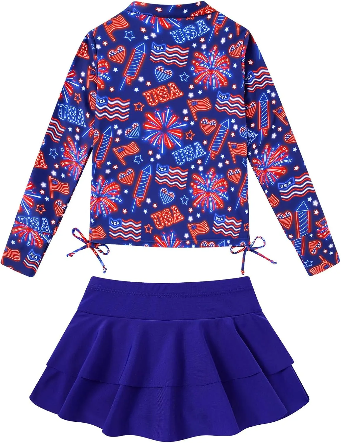 Vogseek 3-12T Girls Rash Guard 2 Pieces Bathing Suit Long Sleeve Swimsuit Swimming Skirt with Shorts Swimwear