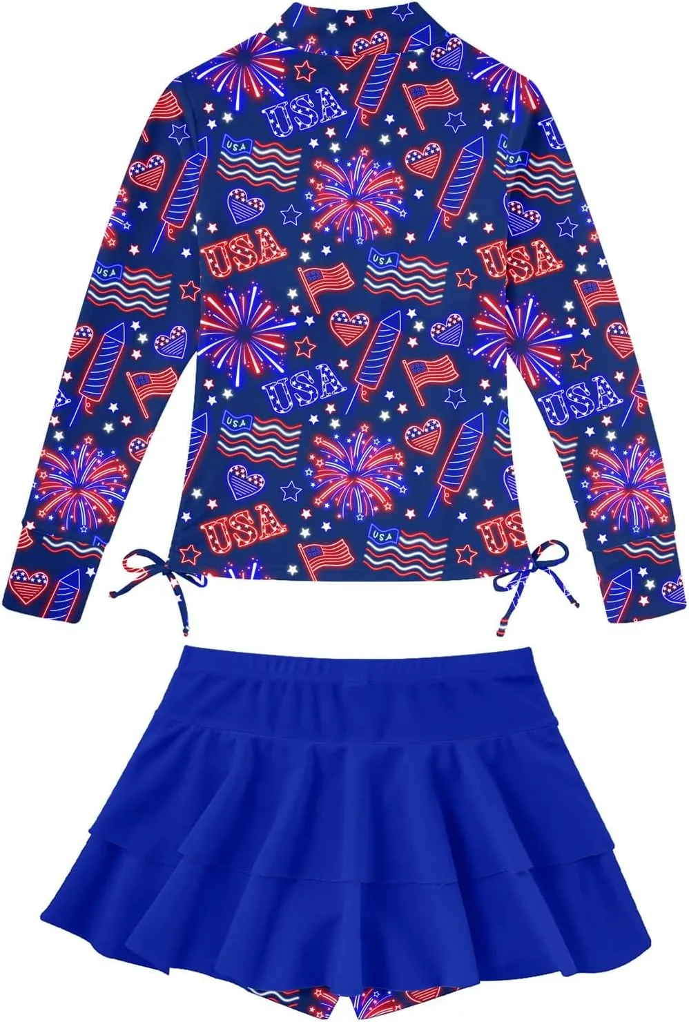 Vogseek 3-12T Girls Rash Guard 2 Pieces Bathing Suit Long Sleeve Swimsuit Swimming Skirt with Shorts Swimwear