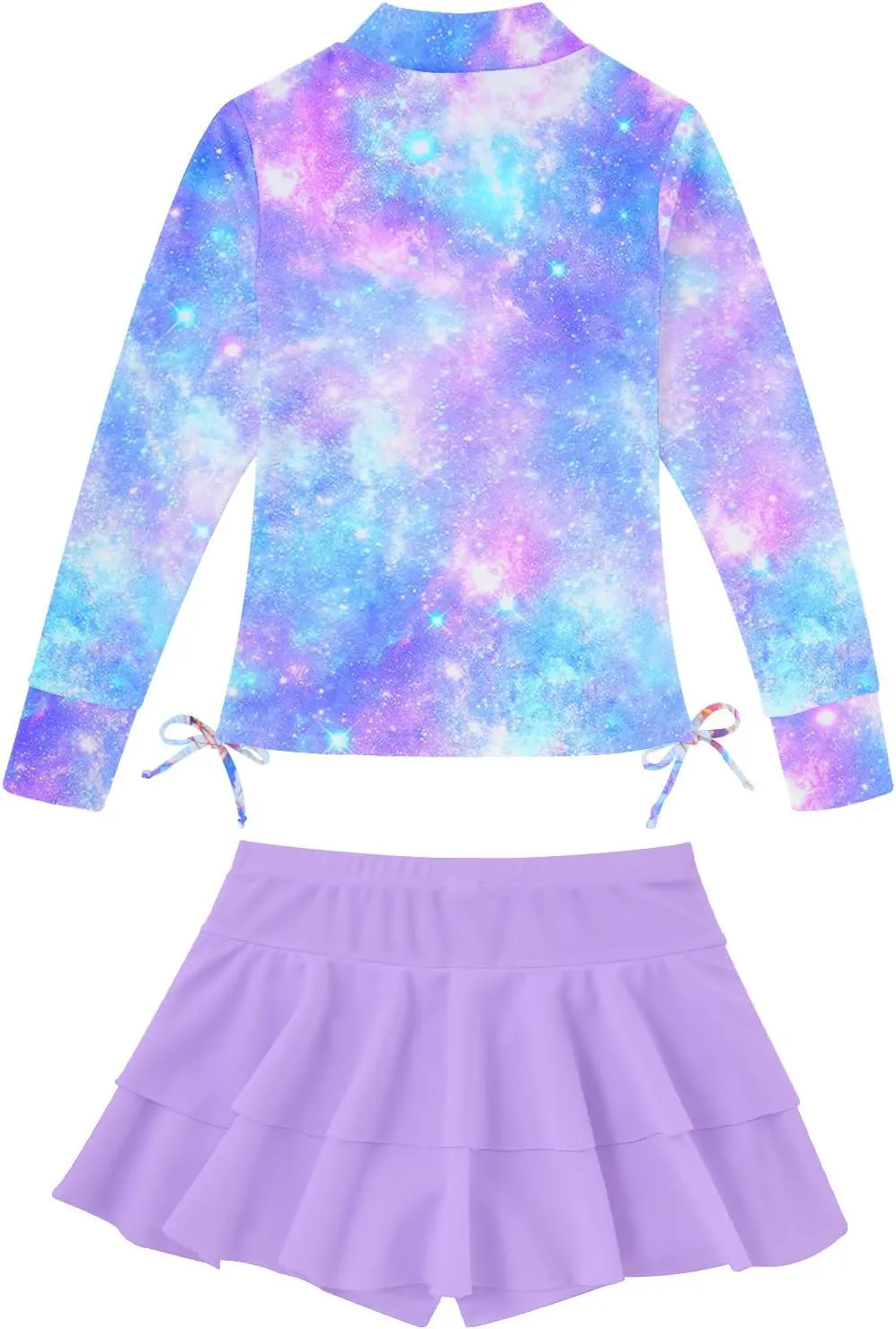 Vogseek 3-12T Girls Rash Guard 2 Pieces Bathing Suit Long Sleeve Swimsuit Swimming Skirt with Shorts Swimwear