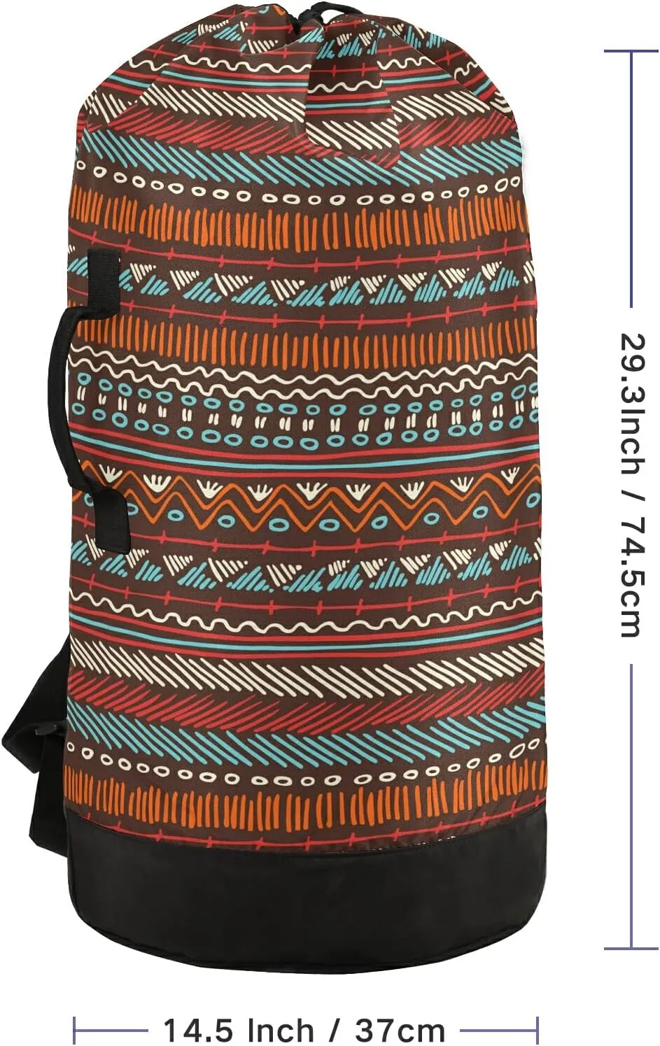 Washable Laundry Bag Backpack Large Dirty Clothes Bag with Adjustable Shoulder Strap Handles, Abstract Boho Extra Laundry Heavy Duty Drawstring Bag for Travel College Grey Camping