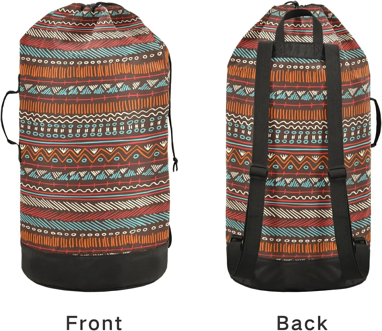 Washable Laundry Bag Backpack Large Dirty Clothes Bag with Adjustable Shoulder Strap Handles, Abstract Boho Extra Laundry Heavy Duty Drawstring Bag for Travel College Grey Camping