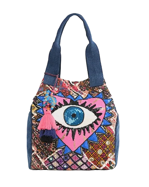 Watch Over Me Denim Tote