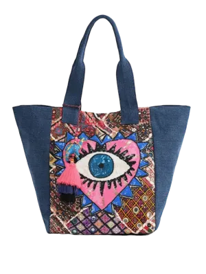Watch Over Me Denim Tote