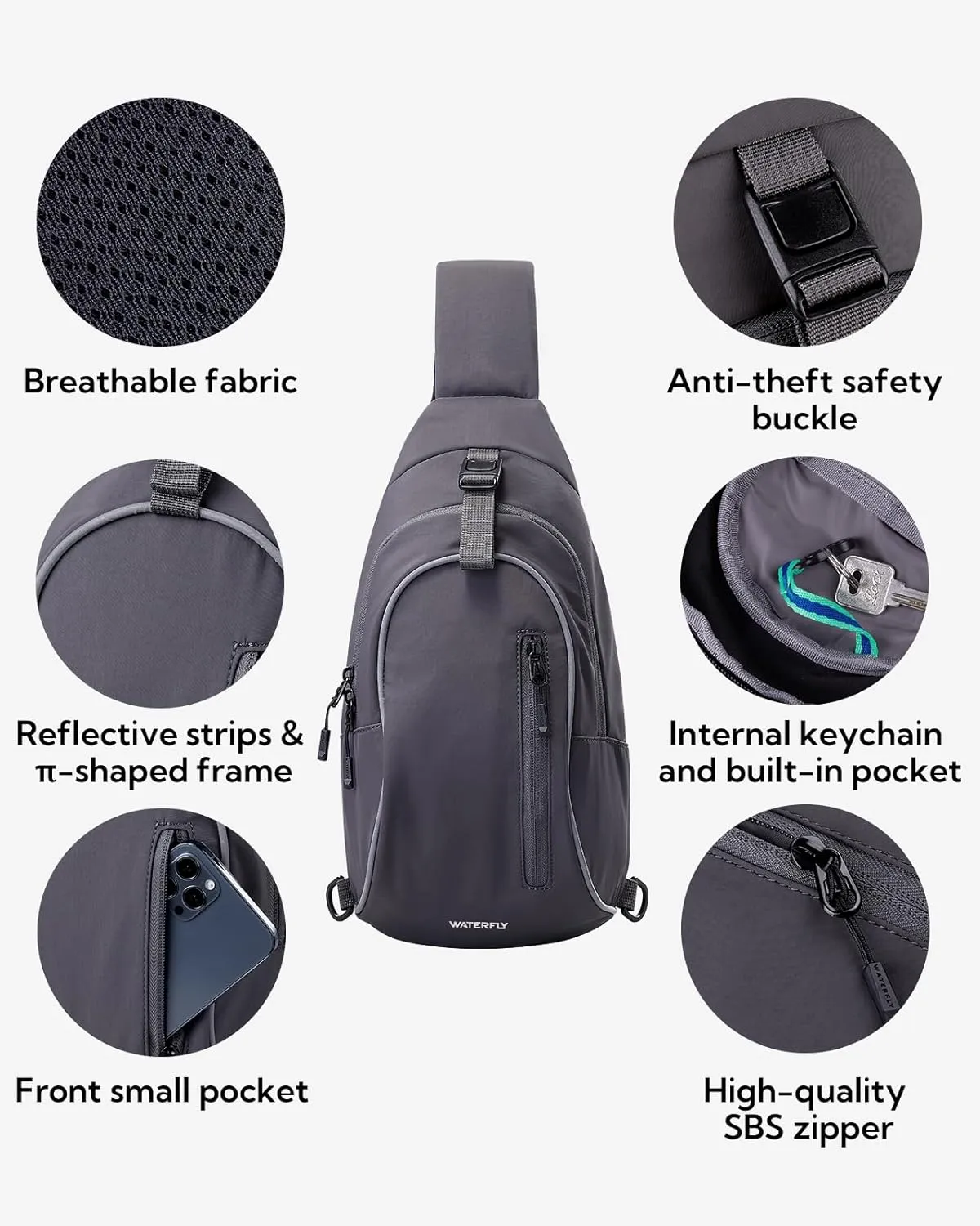WATERFLY Crossbody Sling Backpack Sling Bag: Small and Stylish Design for Hiking Travel and Everyday Use