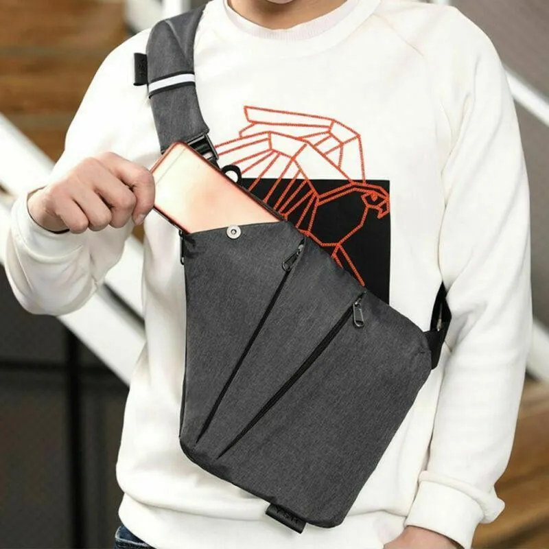 Waterproof Bag Personal Anti Theft Shoulder Man Pocket Portable Chest Travel Black