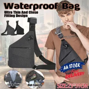Waterproof Bag Personal Anti Theft Shoulder Man Pocket Portable Chest Travel Black
