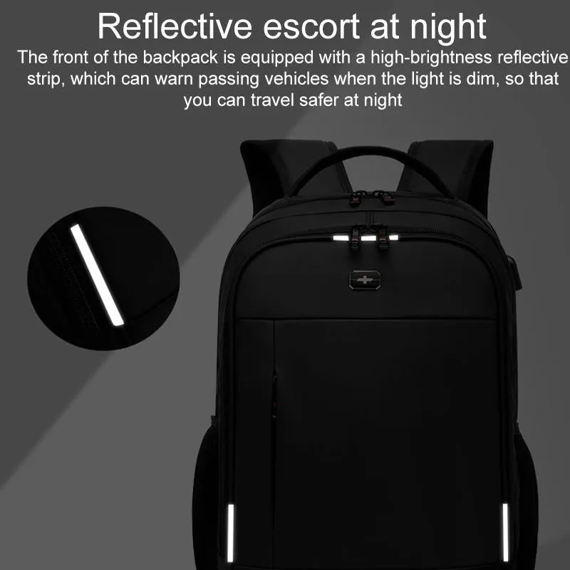 Waterproof Double Shoulder Backpack With Usb Black