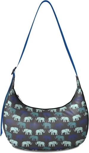 Waterproof Nylon Crescent Sling Crossbody Bag Casual Boho Elephant Shoulder Bag with Adjustable Strap for Work Travel