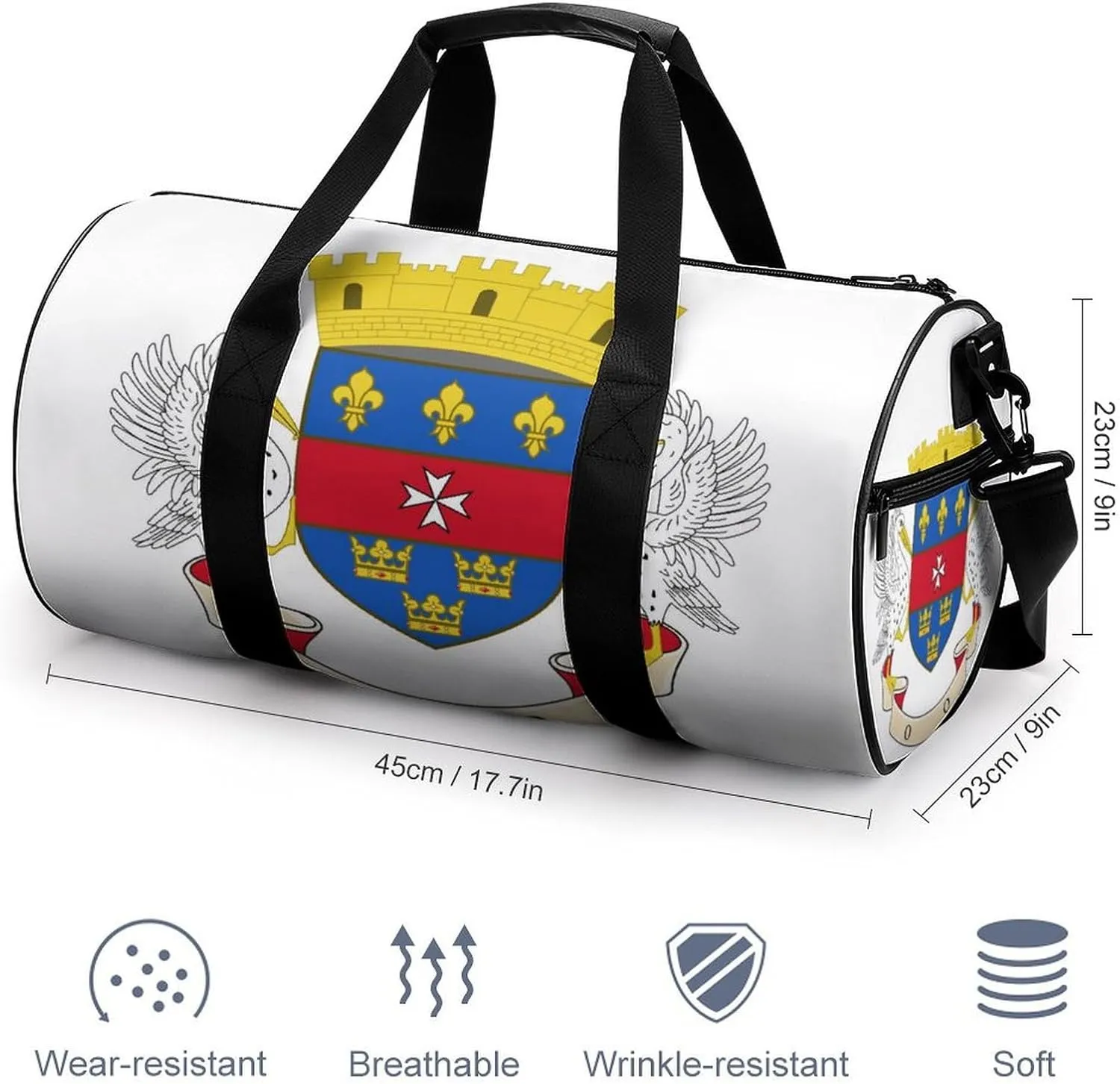 Waterproof Saint Barthelemy Flag Gym Bag with Wet Pocket Sports Duffel for Beach Yoga Weekender Travel