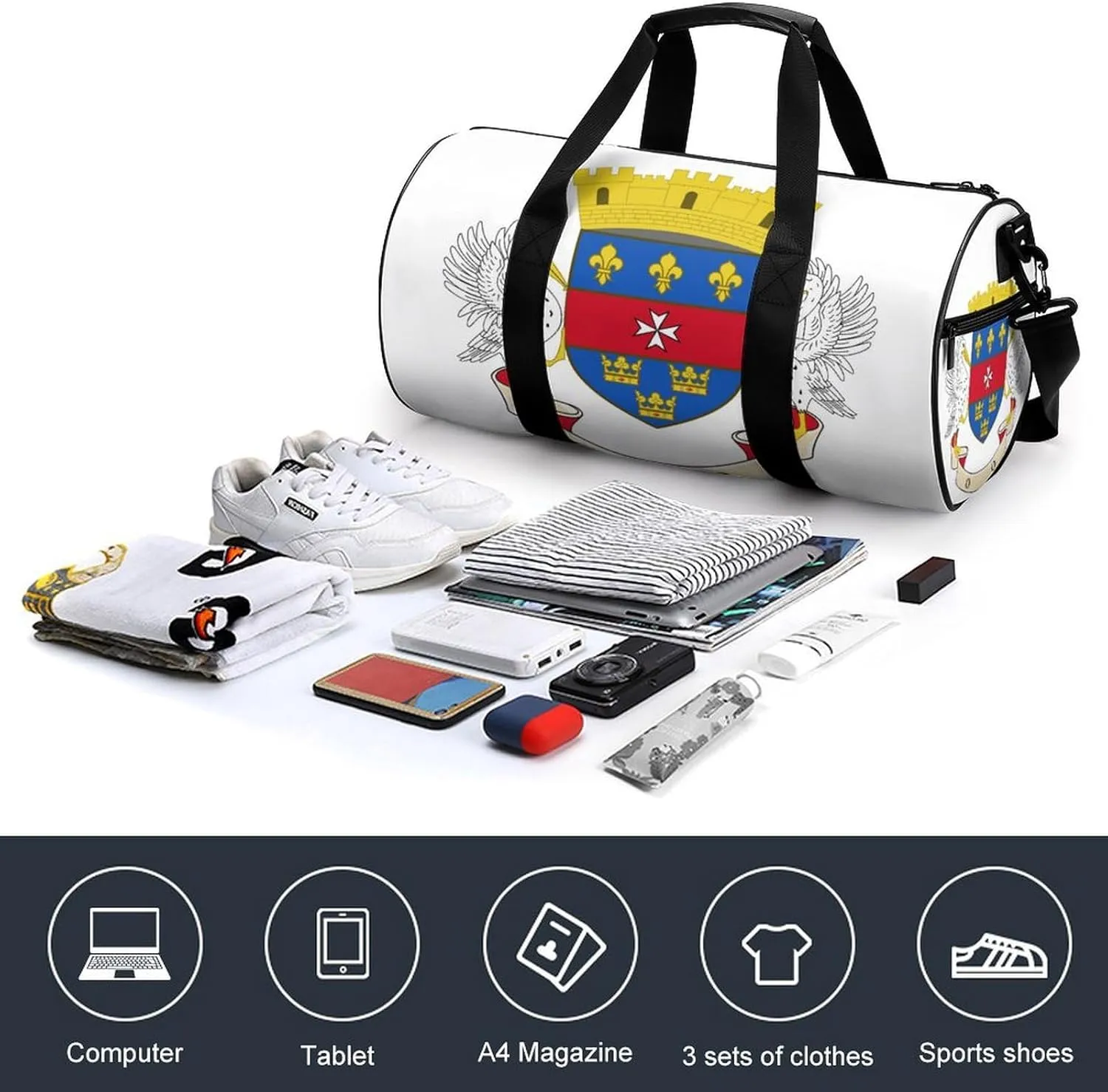 Waterproof Saint Barthelemy Flag Gym Bag with Wet Pocket Sports Duffel for Beach Yoga Weekender Travel