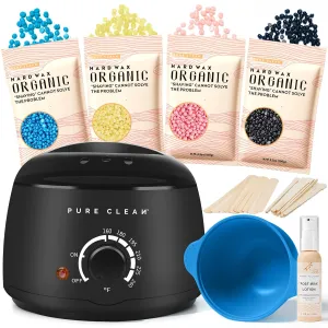 Waxing kit, Hair Removal Home Wax Warmer, Hard Wax Kit with 4 Formula Hard Wax Beads for Full Body, Legs, Face, Eyebrows, Bikini Women Men At Home Waxing