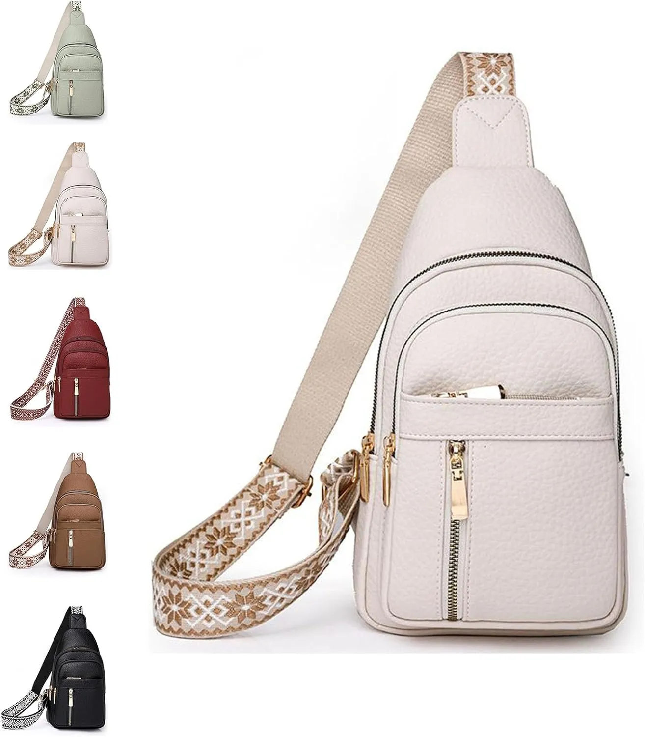 Wbougisay Crossbody Bag, Women Crossbody Chest Bagwith Adjustable Strap, Large Capacity Anti-Theft Solid Color Crossbody Bag