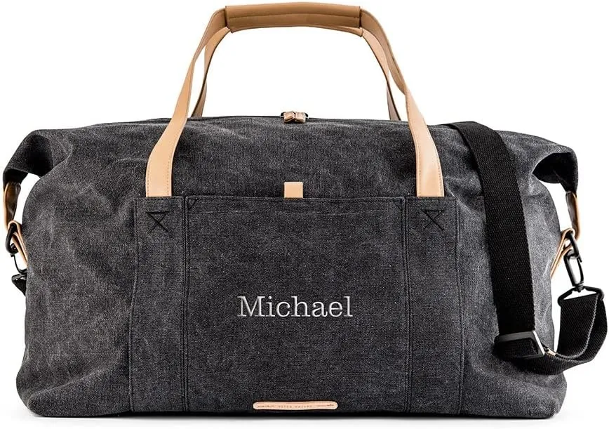 Weddingstar Customizable Large Canvas Travel Duffle Bag - Black