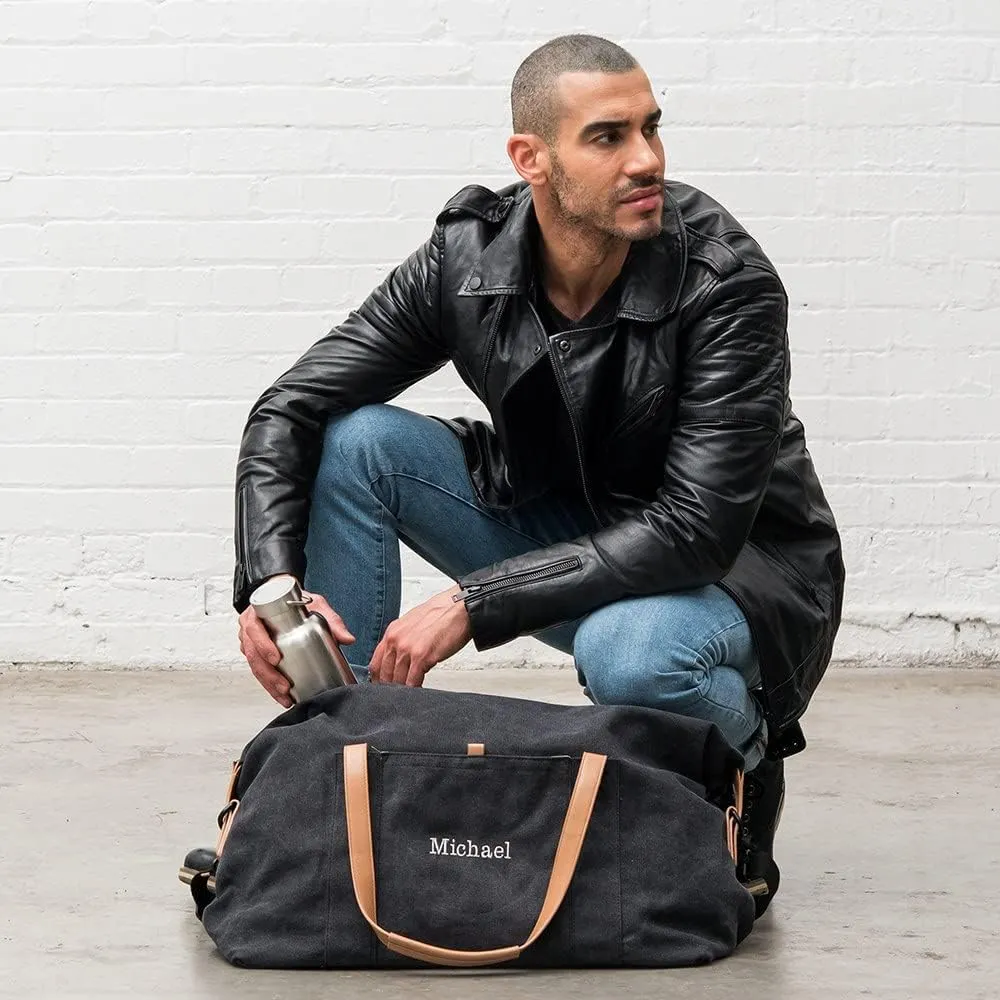 Weddingstar Customizable Large Canvas Travel Duffle Bag - Black