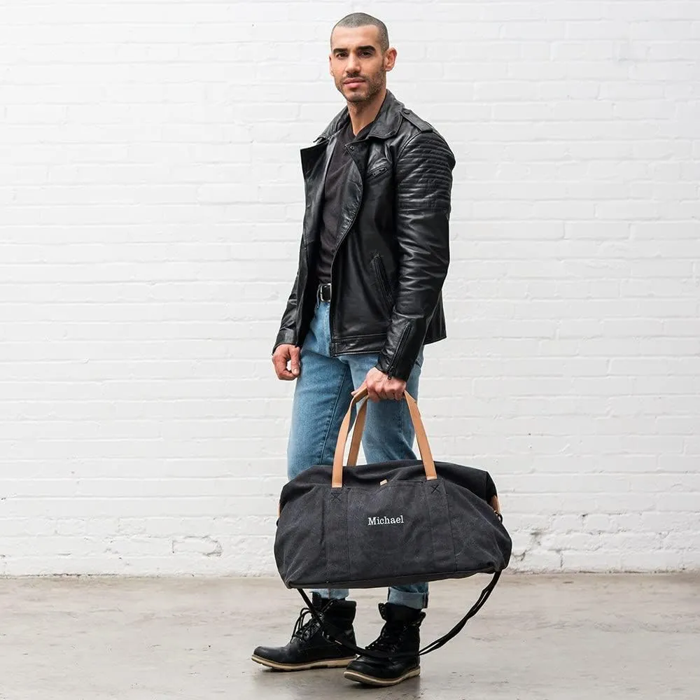 Weddingstar Customizable Large Canvas Travel Duffle Bag - Black