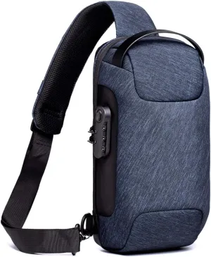 WEIXIER Anti Theft Sling Bag Shoulder Crossbody Backpack Waterproof Chest Bag with USB for Men,Blue