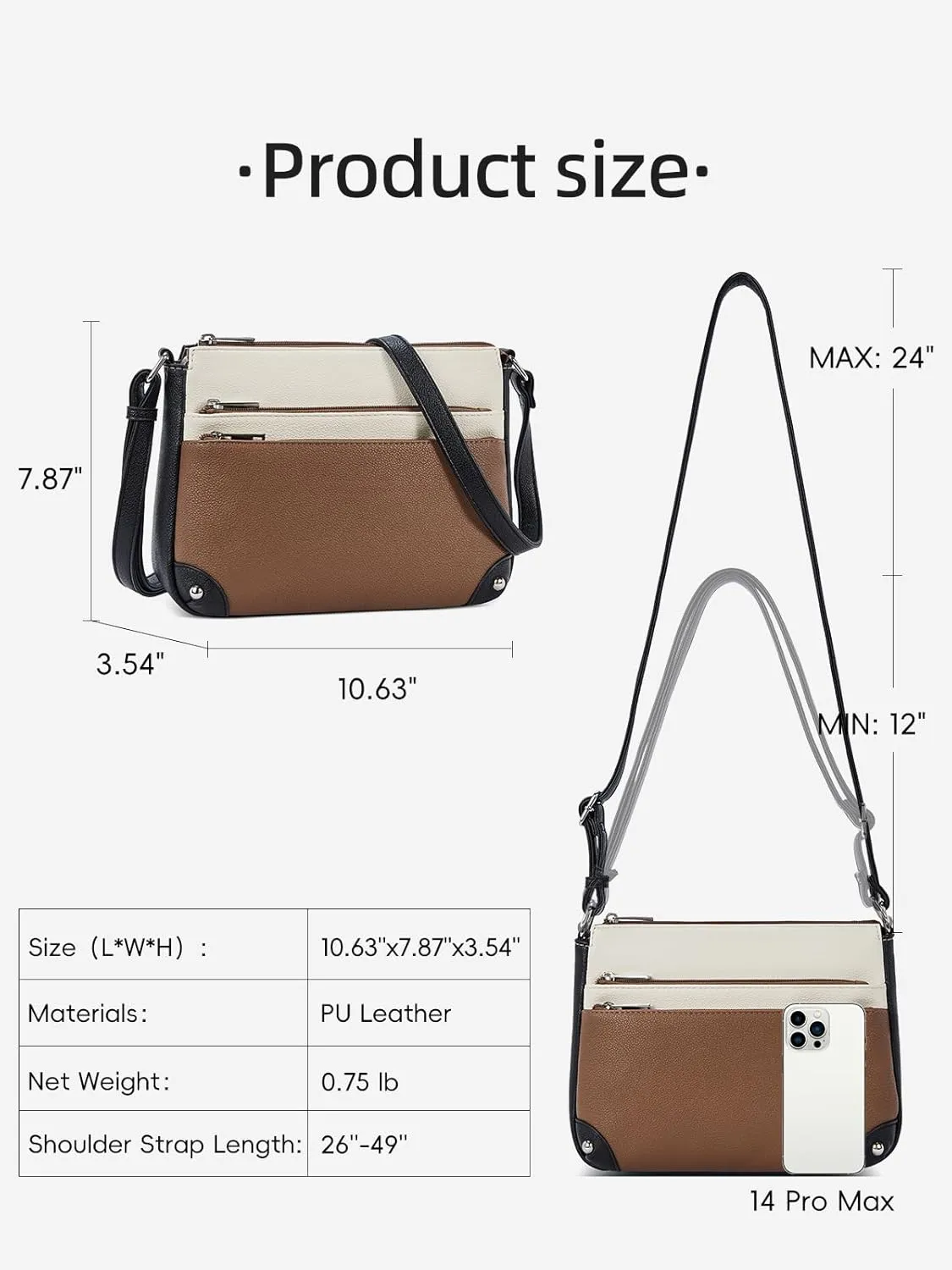 WESTBRONCO Crossbody Bags for Women, Medium Size Shoulder Handbags, Satchel Purse with Multi Zipper Pocket