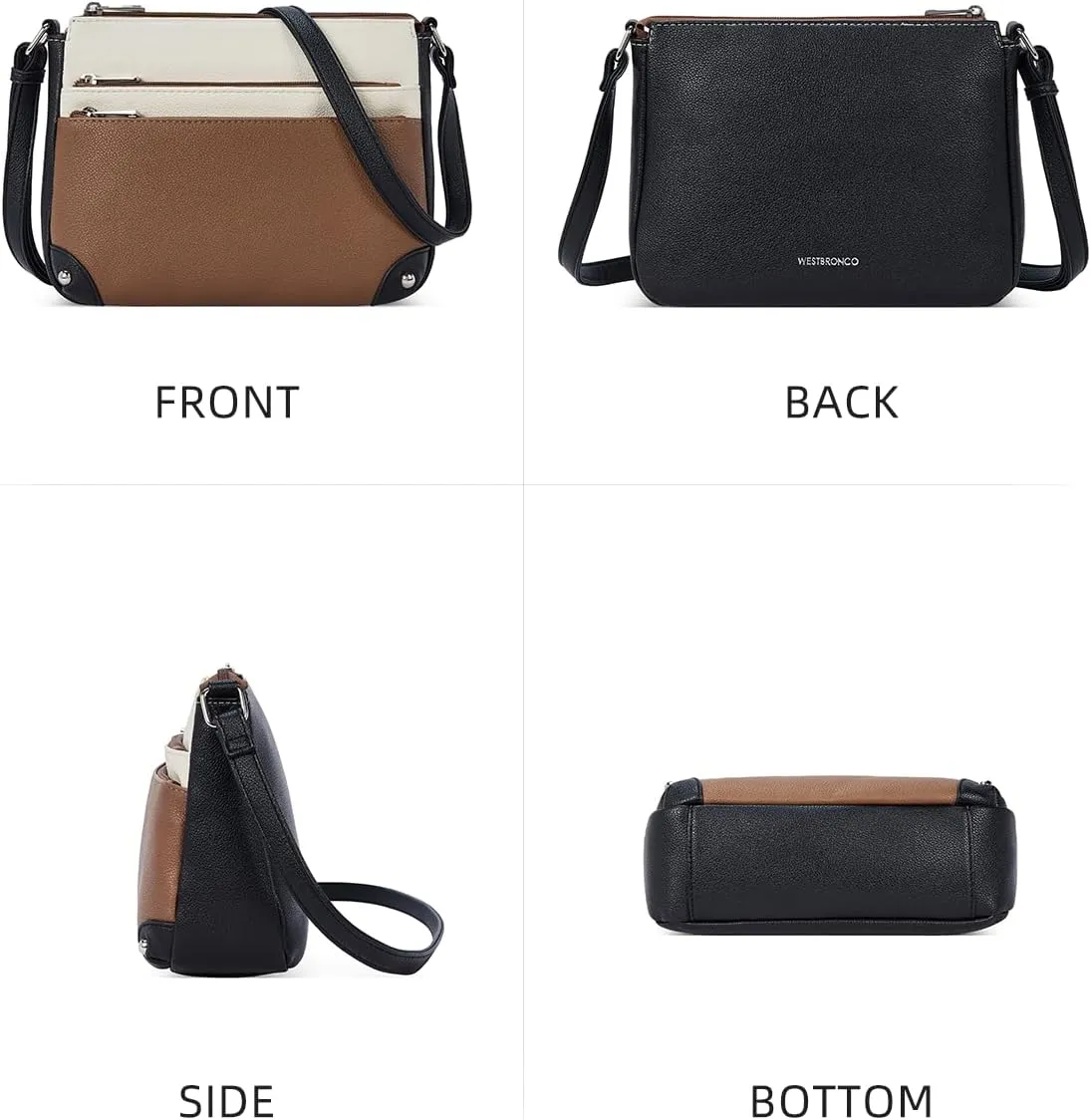 WESTBRONCO Crossbody Bags for Women, Medium Size Shoulder Handbags, Satchel Purse with Multi Zipper Pocket