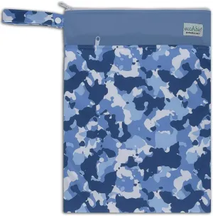 Wet Dry Bag: 12x14 Travel Organizer for Diapers, Toiletries, Laundry, Beach, Pool, Stroller, Dirty Gym Clothes, Swimsuits (Blue Camo)
