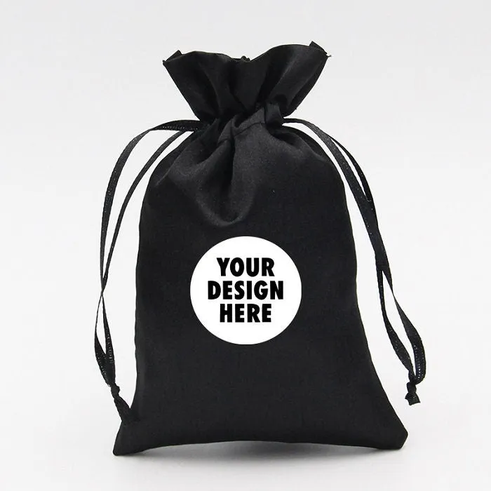 White Satin Bags w/logo (8"x12"), Extra Large 12" x 15"