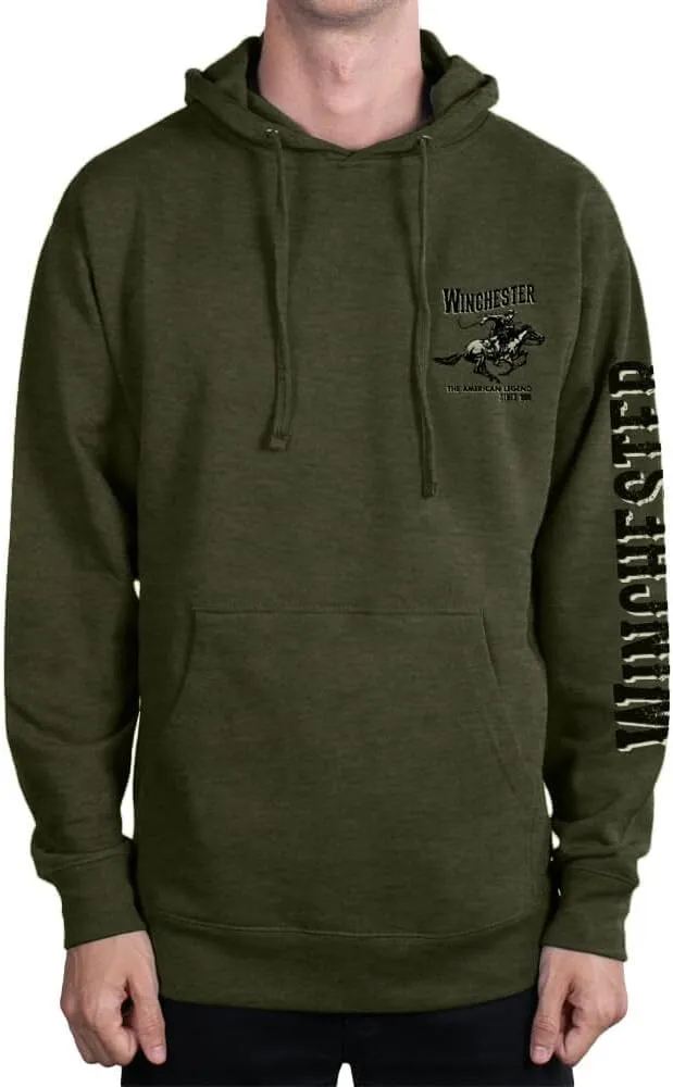 Winchester Official Vintage Rider Printed Fleece Pullover Hooded Sweatshirt for Men, Women, Unisex