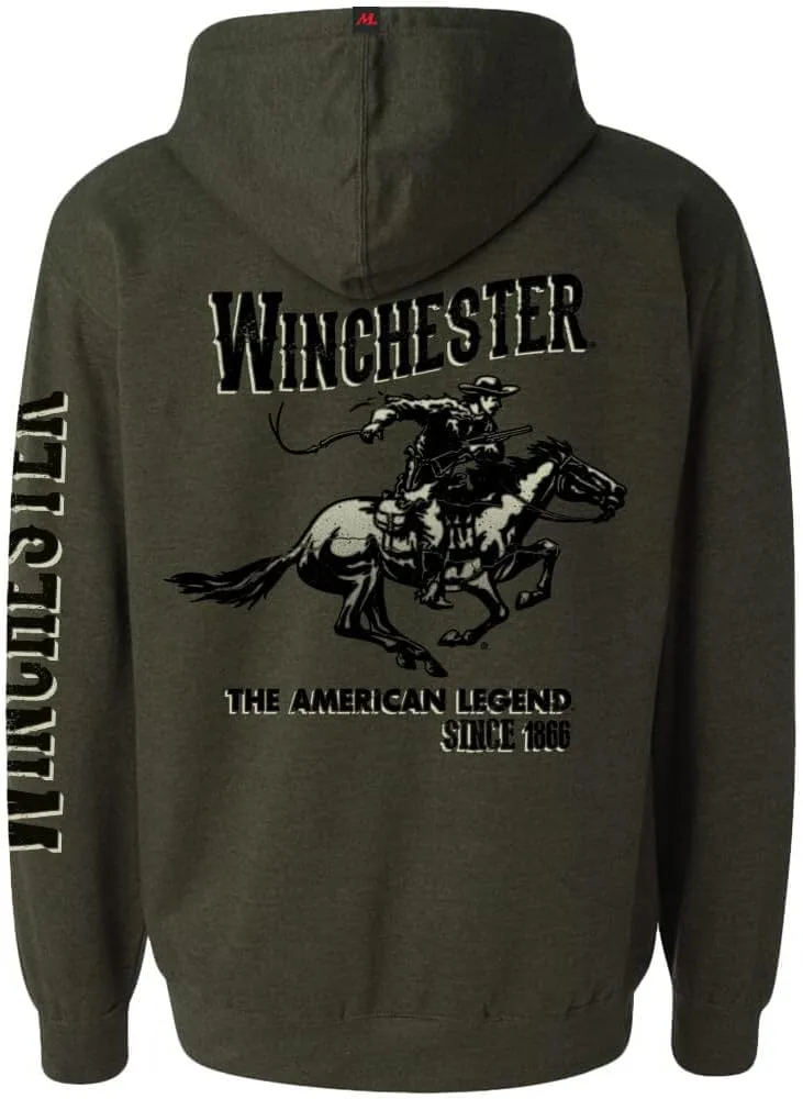 Winchester Official Vintage Rider Printed Fleece Pullover Hooded Sweatshirt for Men, Women, Unisex