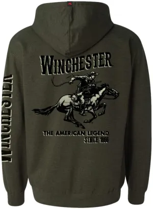 Winchester Official Vintage Rider Printed Fleece Pullover Hooded Sweatshirt for Men, Women, Unisex