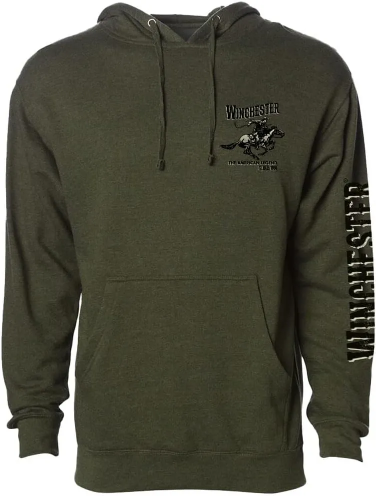 Winchester Official Vintage Rider Printed Fleece Pullover Hooded Sweatshirt for Men, Women, Unisex
