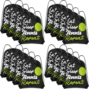 Windyun 16 Pcs Ball Drawstring Backpack Bulk Lightweight Draw String Bags Cinch Bags Drawstring Cinch Sack Tote(Tennis)