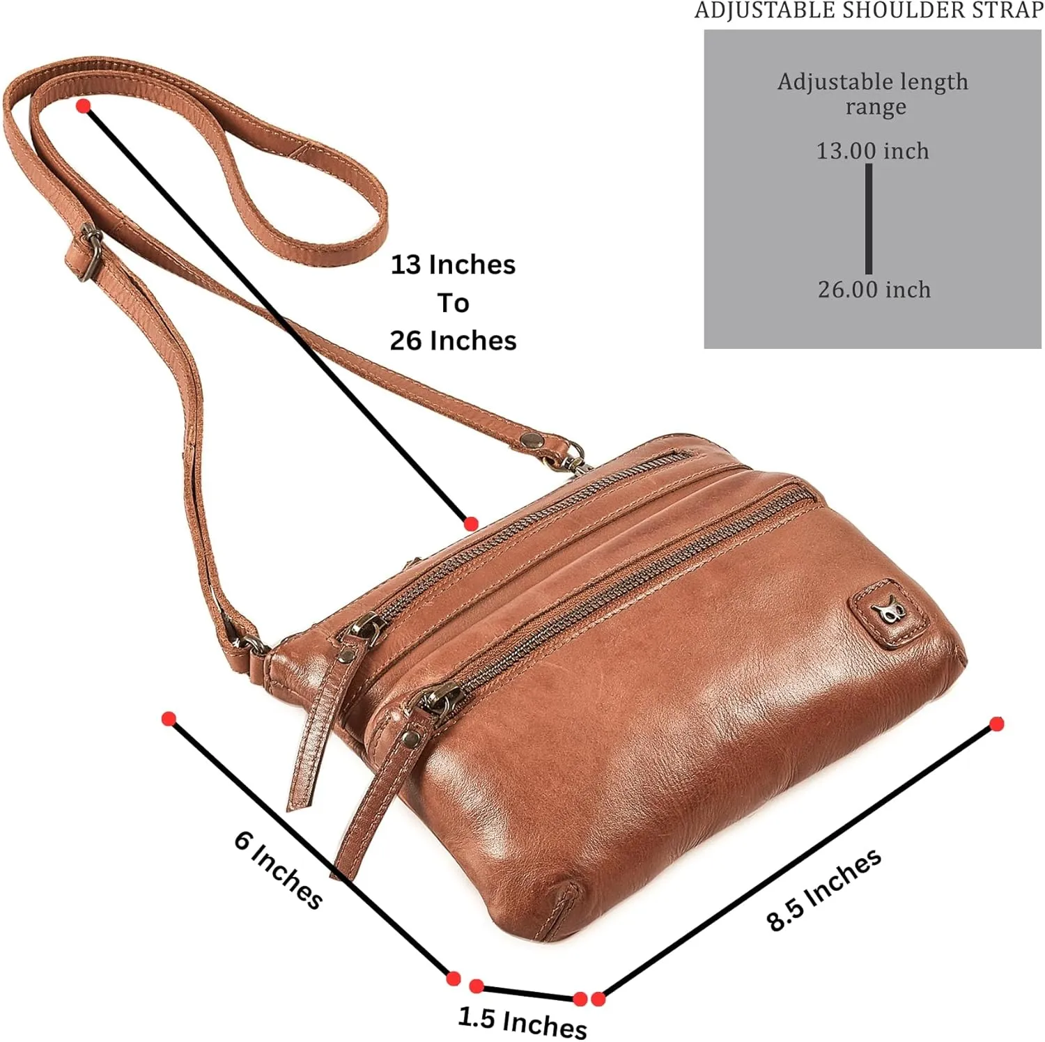 Wise Owl Accessories Small Crossbody Sling Bag Real Leather Purse for Women Crossover Trendy Shoulder Handbag