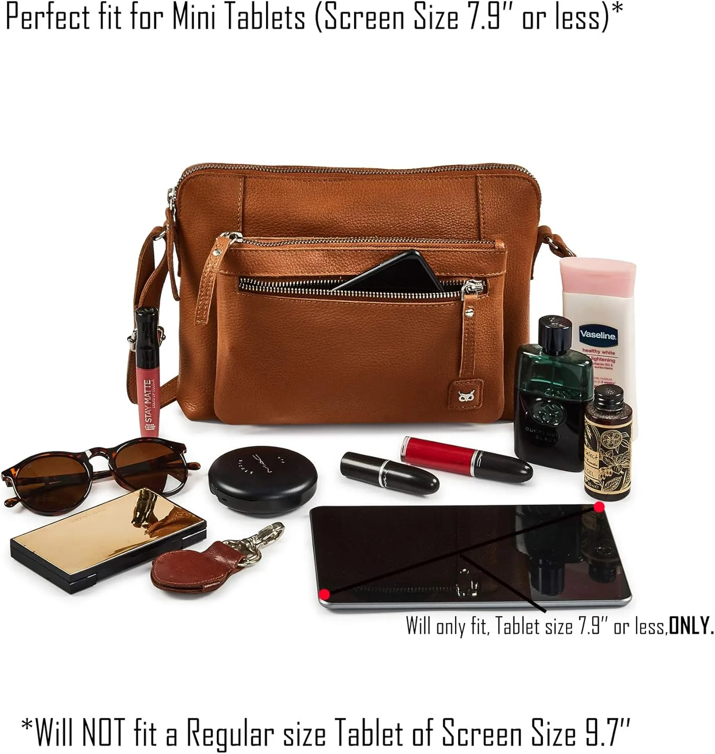 Wise Owl Accessories Small Soft Pebbled Real Leather Crossbody Handbags Purses Sling Crossover Shoulder Bag