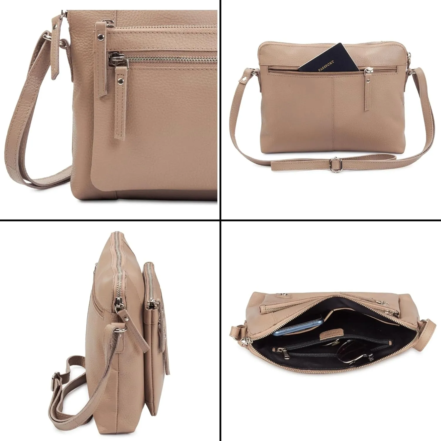Wise Owl Accessories Small Soft Pebbled Real Leather Crossbody Handbags Purses Sling Crossover Shoulder Bag