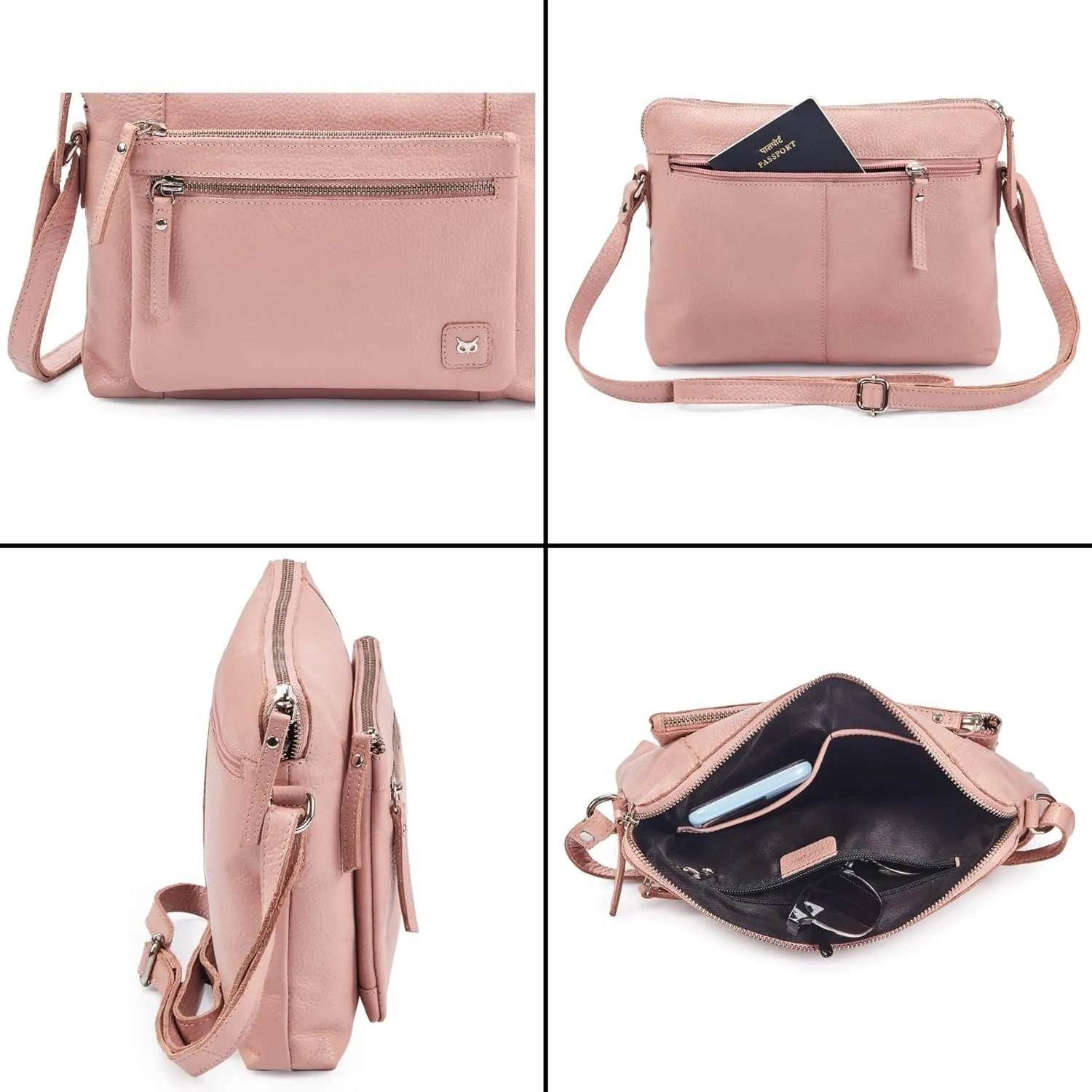 Wise Owl Accessories Small Soft Pebbled Real Leather Crossbody Handbags Purses Sling Crossover Shoulder Bag