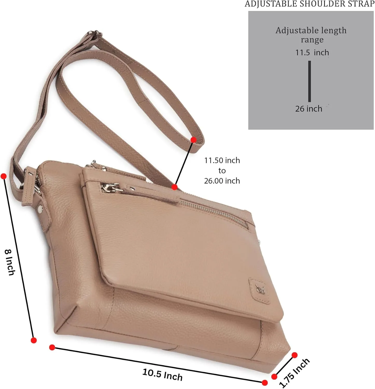Wise Owl Accessories Small Soft Pebbled Real Leather Crossbody Handbags Purses Sling Crossover Shoulder Bag