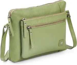 Wise Owl Accessories Small Soft Pebbled Real Leather Crossbody Handbags Purses Sling Crossover Shoulder Bag