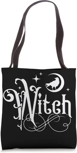 Witch With Moon And Raven Tote Bag