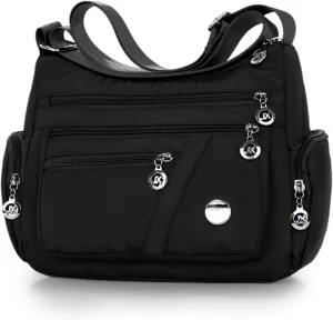 WITERY Nylon Crossboby Bags for Women - Waterproof Zipper Multi-Pocket Crossboby Purse Lightweight Shoulder Bag