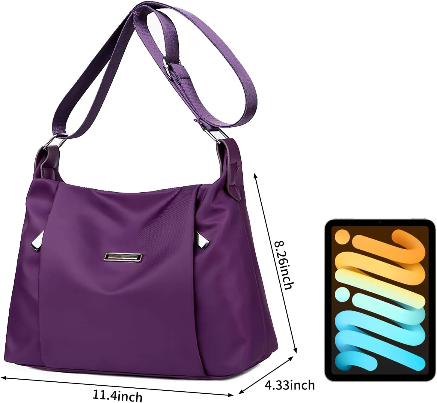 WITERY Shoulder Bag for Women - Lightweight Oxford Multi-Pocket Crossboby Purse Bags Zipper Handbag with Adjustable Strap