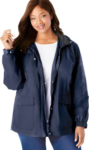 Woman Within Plus Size Fleece-Lined Taslon Jacket