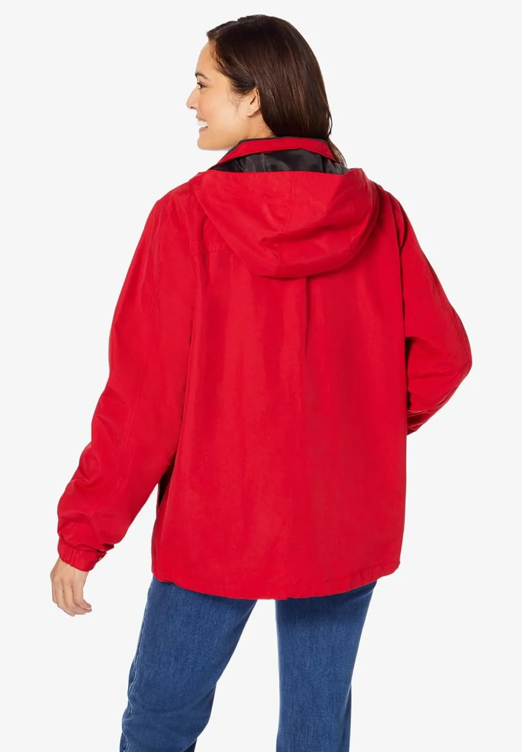 Woman Within Plus Size Fleece-Lined Taslon Jacket