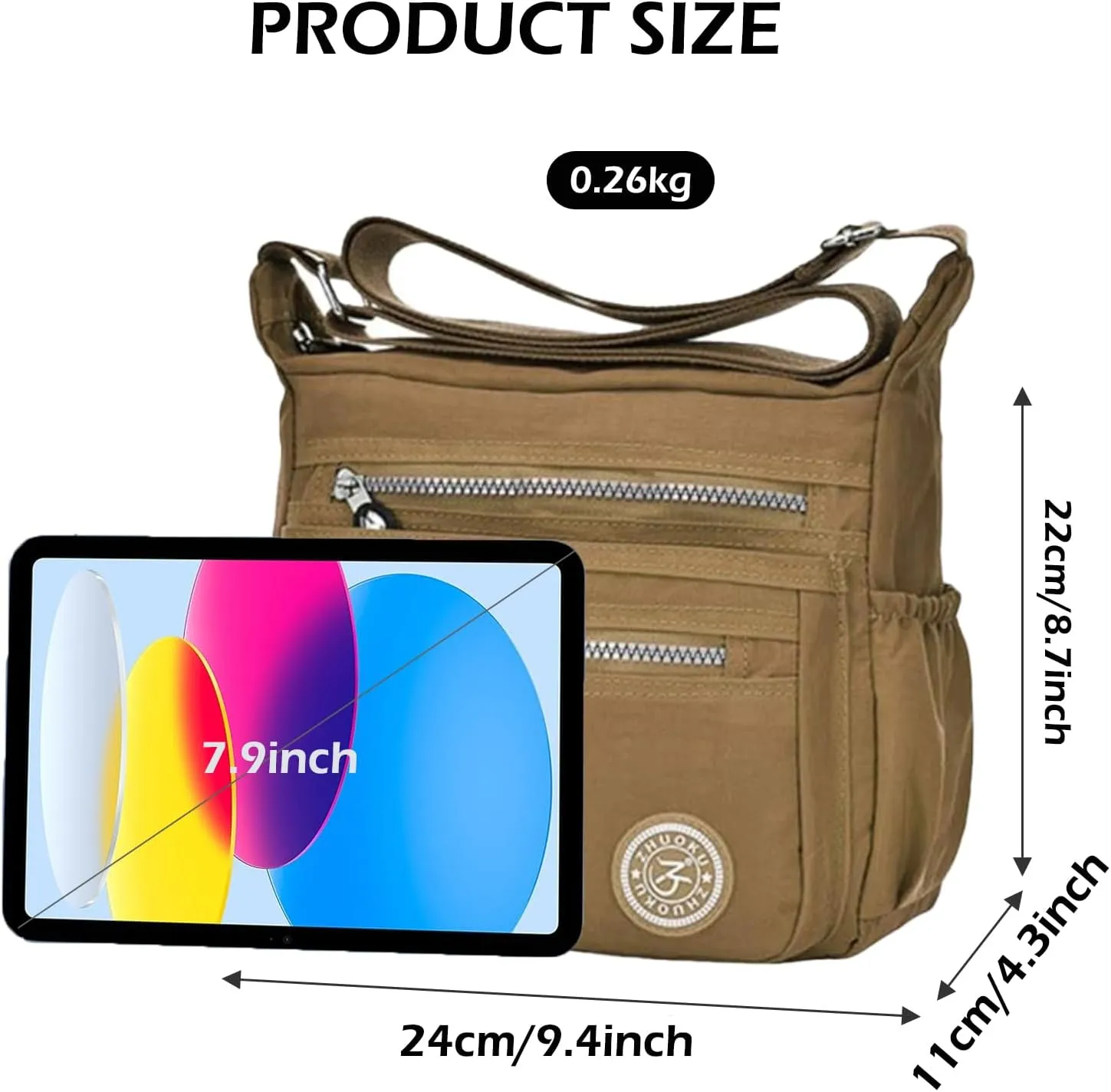 Women Crossbody Bag Multi Pocket Casual Messenger Bag Nylon Shoulder Handbag Waterproof Ladies Travel Purse