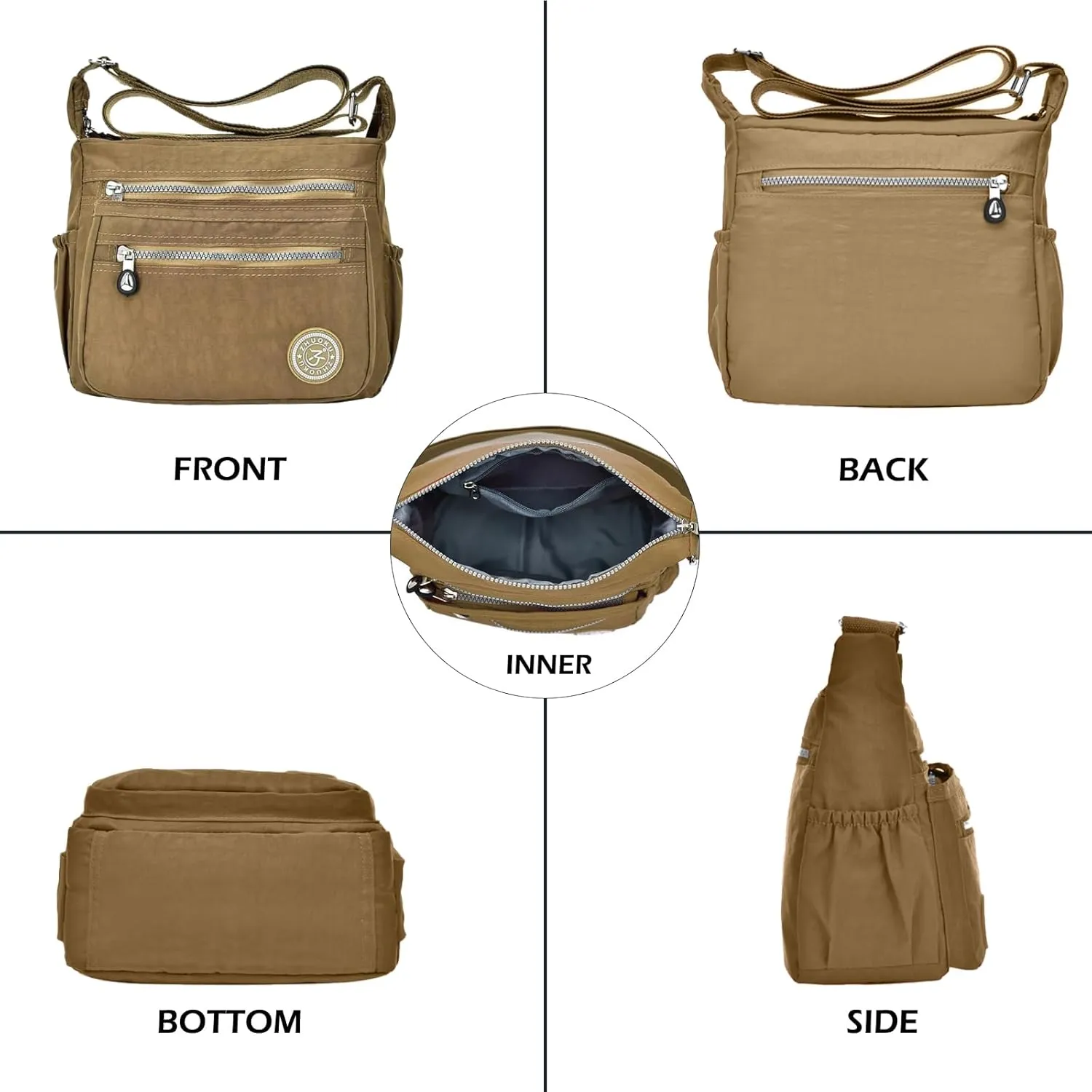Women Crossbody Bag Multi Pocket Casual Messenger Bag Nylon Shoulder Handbag Waterproof Ladies Travel Purse