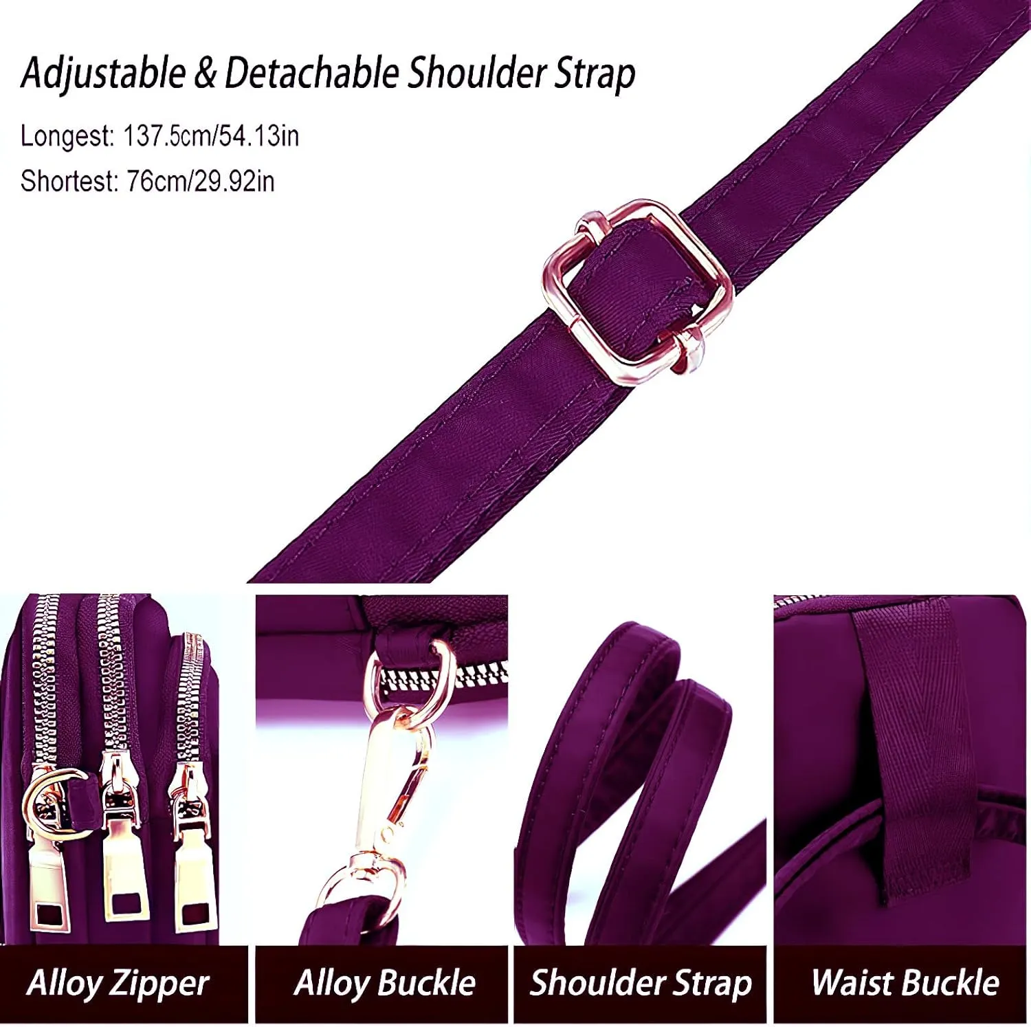 Women Crossbody Phone Bag Zipper Waterproof Nylon Wallet Cellphone Purse Ladies Shoulder Bag Wristlet Handbag