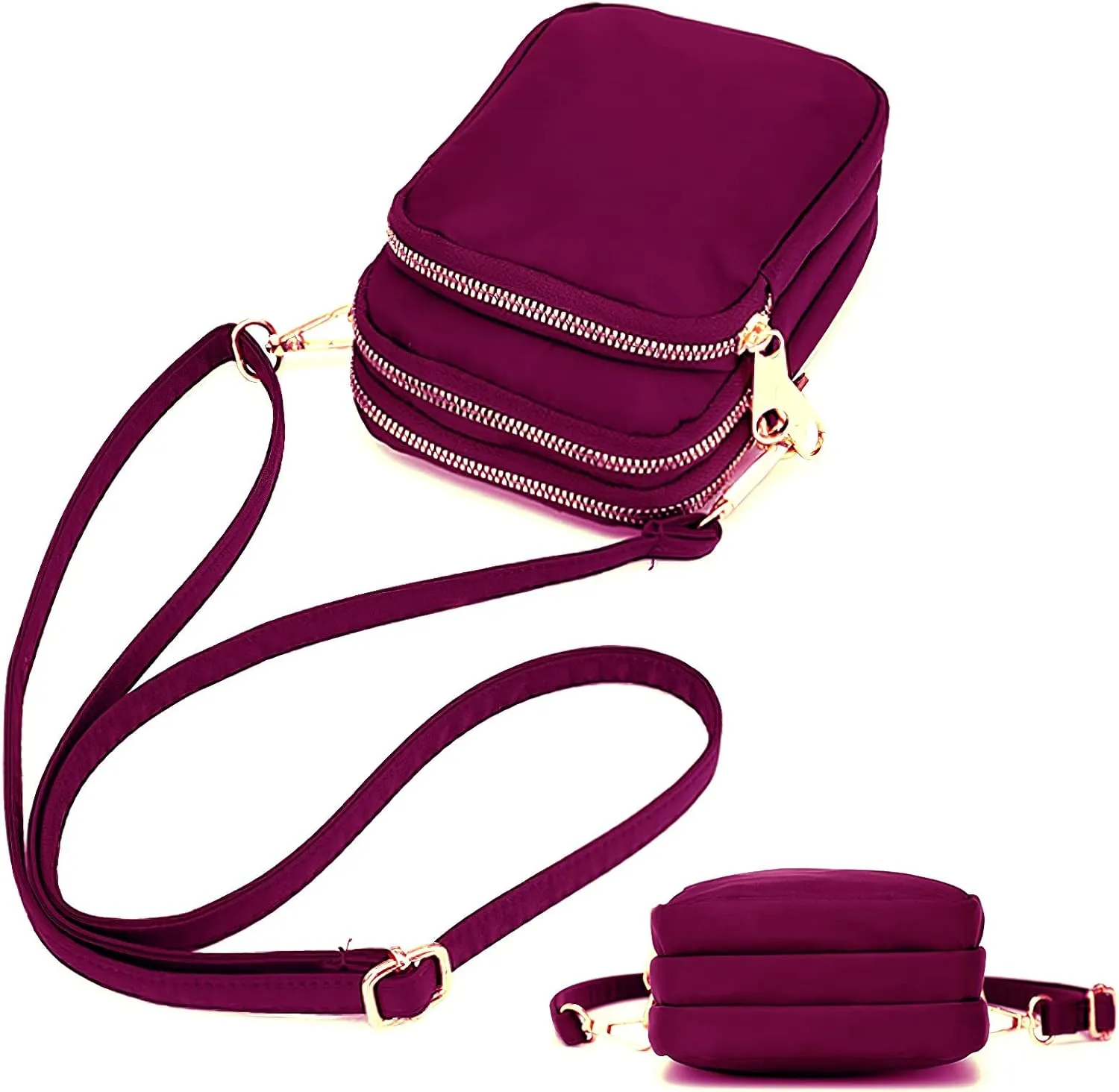 Women Crossbody Phone Bag Zipper Waterproof Nylon Wallet Cellphone Purse Ladies Shoulder Bag Wristlet Handbag