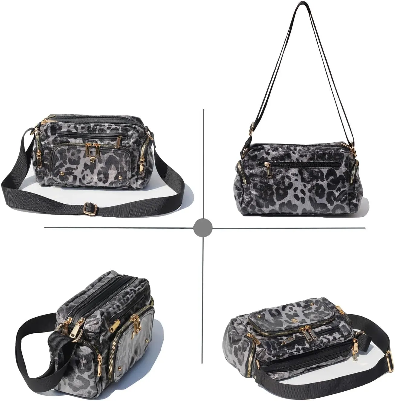 Women Fashion Tote Crossbody Handbags for Women Multi Pockets Shoulder Bag Nylon Travel Purse